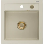 Mexen Vito, granitový drez 520x490x210 mm, 1-komorový, béžová so zlatým sifónom, 6503521000-69-G