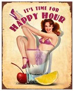 Kovová nástenná ceduľa Happy Hour - 20*1*25 cm