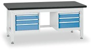 Pracovný stôl do dielne BL s 2 závesnými boxami na náradie, MDF + PVC doska, 6 zásuviek, 1800 x 750 x 800 mm