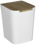Odpadkový kôš Natureo, biela/s drevenými prvkami, 5L