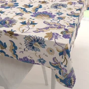 Biante Bavlnený obdĺžnikový obrus Sandra SA-539 Modro-fialové orientálne kvety na svetlo béžovom 50x100 cm