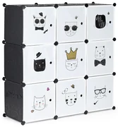 Detská modulová skrinka s 9 policami Black and White