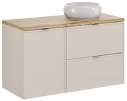 Závěsná skříňka Bella Cashmere Wiki s deskou a umyvadlem 100 cm kašmír/dub artisan