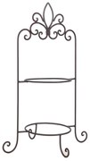 Hnedý kovový ozdobný stojan na taniere dvojposchodový - 38 * 30 * 57 cm