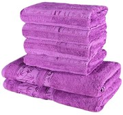 Sada 6 kusov fialových bambusových osušiek a uterákov EMI