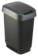Odpadkový kôš z recyklovaného plastu v strieborno-čiernej farbe 10 l Twist - Rotho