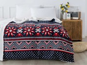 XPOSE® Mikroplyšová deka TORM s baránkom - tmavo modrá 200x220 cm