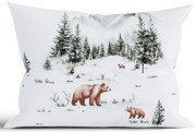 Vianočná bavlnená obliečka na vankúš Renforcé 40 × 60 cm – Medvede v zime