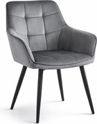 Jedálenské kreslo VARSI VELVET s čiernymi nohami, sivé