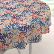 Biante Dekoračný okrúhly obrus PML-067 Modré listy na krémovom Ø 110 cm