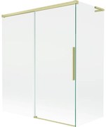 Mexen Rox, L posuvná 2-krídlová vaňová zástena 140 + 70 x 150 cm, 8mm číre sklo, zlatý matný profil, 8C9L-140-070-55-00