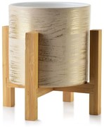 Keramický kvetináč na stojane Ava zlatý