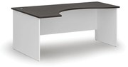 Ergonomický kancelársky pracovný stôl PRIMO WHITE, 1800 x 1200 mm, ľavý, biela/wenge