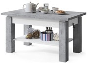 Rozkladací konferenčný/jedálenský stôl s policou ADONIS betónová sivá/biela
