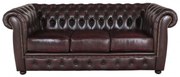 Pohovka trojmiestna Chesterfield Liverpool z pravej hovädzej kože New Red New Red