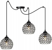 Závesné svietidlo Crystal Spider, 3x čierne krištáľové tienidlo