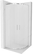 Mexen Rio, štvrťkruhový sprchovací kút s posuvnými dverami 90(dvere) x 90(dvere) x 190 cm, 6mm sklo námraza, chrómový profil, 863-090-090-01-30