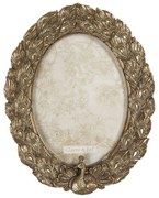 Zlatý oválny fotorámik s pávom - 18 * 2 * 23 cm / 13 * 18 cm