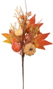 Jesenná umelá vetva Tekvička, lístie a bobule oranžová, 35 cm