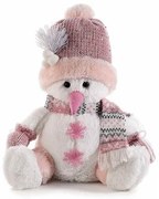 Snehuliak v ružových tónoch s brmbolcom 30 cm