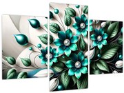 Obraz - 3D tyrkysové kvety (90x60 cm)