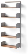 Nástenný regál SHAPE, príd. sekcia, laminát. police, V 1951 mm, šedá/dub