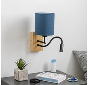 Brilagi - LED Nástenná lampa NUBILA WOOD 1xE27/25W/230V+ LED/3W dub/tmavomodrá