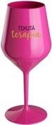 TEKUTÁ TERAPIA - růžový nerozbitný pohár na víno 470 ml
