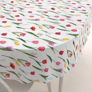 Biante Bavlnený oválny obrus Sandra SA-506 Tulipány na bielom 50x100 cm