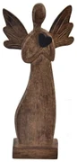 InDecor Anjel so srdcom z mangového dreva, 19 x 5 x 42 cm, 42 cm