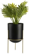 KOVOVÝ KVETINÁČ SO STOJANOM LOFT1 20X12 CM ČIERNA/ZLATÁ