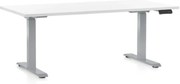 Výškovo nastaviteľný stôl OfficeTech D, 160 x 80 cm, sivá podnož, biela