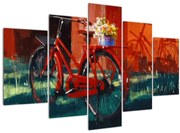 Obraz červeného kolesa, akrylová maľba (150x105 cm)