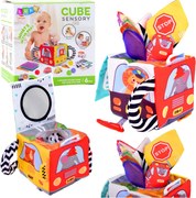 LEAN Toys Mäkká senzorická kocka so zrkadlom Cars Road Signs pre dieťa