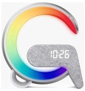 Immax 08987L-LEDRGB Stmievateľná lampa s budíkom a Qi nabíjaním 30W/230V strieborná