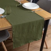 Biante Mušelínový behúň na stôl MSN-022 Tmavý olivovo zelený 20x120 cm