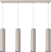 Závesné svietidlo Tuba, 4x béžové kovové tienidlo