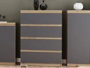 Komoda so 4 zásuvkami Carlos, dub artisan/grafit, 75 cm%