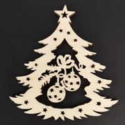 AMADEA Drevená ozdoba stromček s guľami 6 cm