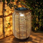 Solárna ratanová lampa LF08-M hnedá