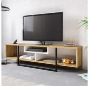 TV stolík/skrinka Aslana 150 (biela + čierna + dub) . Vlastná spoľahlivá doprava až k Vám domov. 1101383