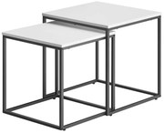 Konferenčný stolík štvorcový 2ks - biely / nohy čierne
