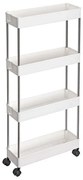 SongmicsHome Regál na kolieskach SLIM, 4 úrovne, 13,5x40x86cm, biela