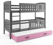 Poschodová posteľ s prístelkou KUBO 3 190x90 | Grafitová - Ružová