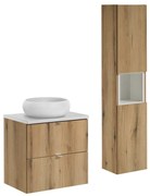Koupelnová sestava Nova Oak I s deskou, umyvadlem a skříňkami 60 cm dub evoke/bílá