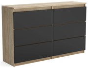 Veľká komoda 6 zásuviek ARIE šírka 120cm Sonoma dub/čierna