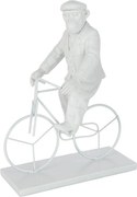 Biela dekorácia opice na bicykli Monkey Bike - 25*13*33 cm