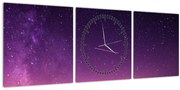 Obraz oblohy s padajúcou hviezdou (s hodinami) (90x30 cm)