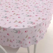 Biante Detský bavlnený oválny obrus Sandra SA-466 Zajačikovia a líšky s balónikmi na ružovom 50x100 cm