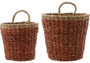 House Doctor Úložný kôš z morskej trávy Here Brown – sada 2 ks